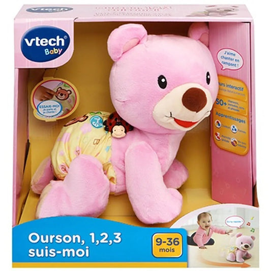 Plyšák Vtech Baby Bear 1,2,3 Follow Me Muzikál Ružová - Plyšové Hračky