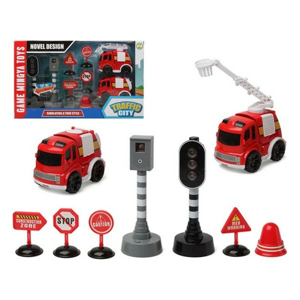 Požiarnická Sada Traffic City 112840 (9 Pcs) - Hračky a Hry Vozidlá - Bigbuy Fun