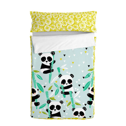 Prešívané Obliečky Bez Výplne Happyfriday Moshi Panda Garden Blue Modrá 90 x 200 Cm - Domácnosť a Kuchyňa Bytový Textil