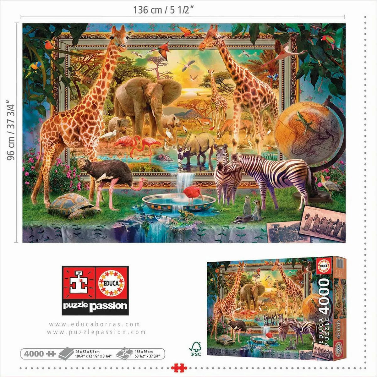 Puzzle Educa 19285 Savana Coming to Life 4000 Kusy