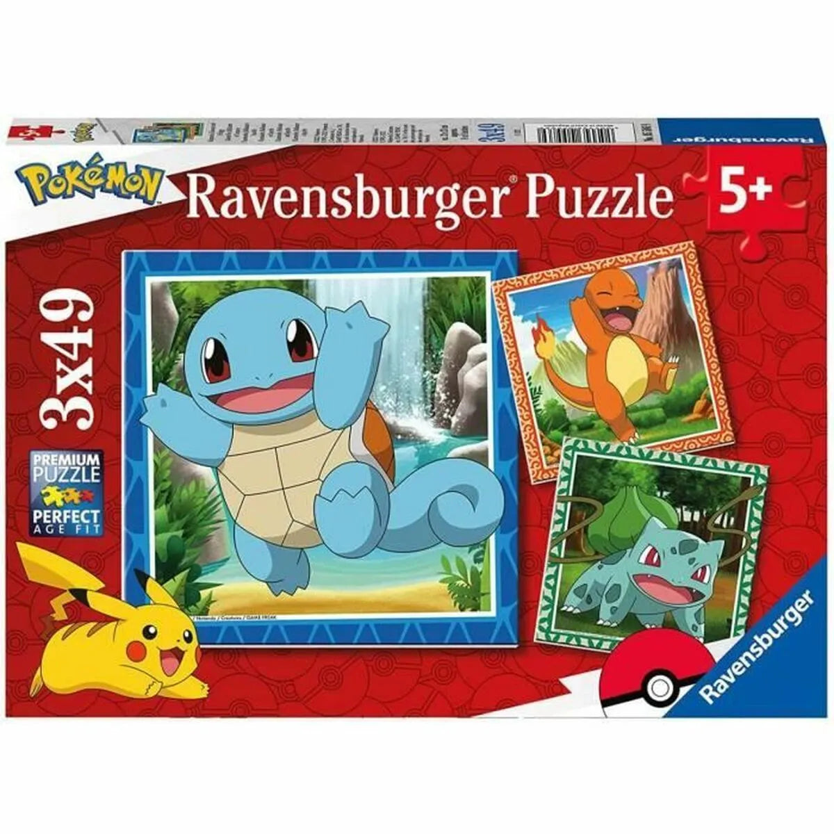 Sada 3 Puzzle Pokémon Ravensburger 05586 Bulbasaur Charmander & Squirtle 147 Kusy - Hračky a Hry Puzzle Hlavolamy