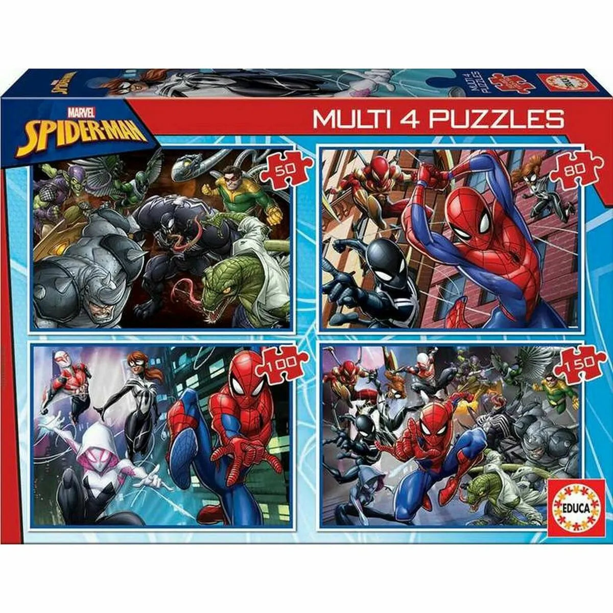 Sada 4 Puzzle Spiderman Educa 18102 380 Kusy - Hračky a Hry Puzzle Hlavolamy - Spider-man