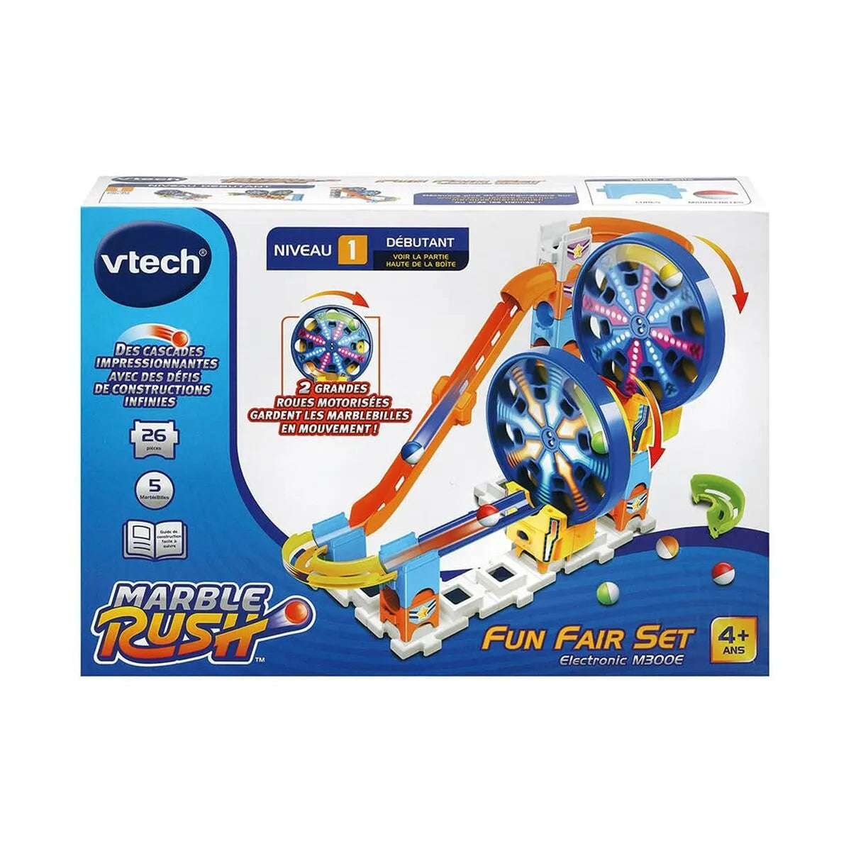 Sada Guličiek Vtech Marble Rush - Expansion Kit Electronic - Fun Fair Set Okruh 26 Kusy Dráha s Rampami + 4 Rokov