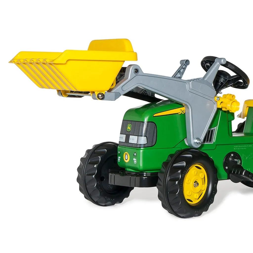 Šliapací Traktor s Nakladačom a Vlečkou Rolly Kid John Deere Zelený - Pedálové Autá - Milly Mally