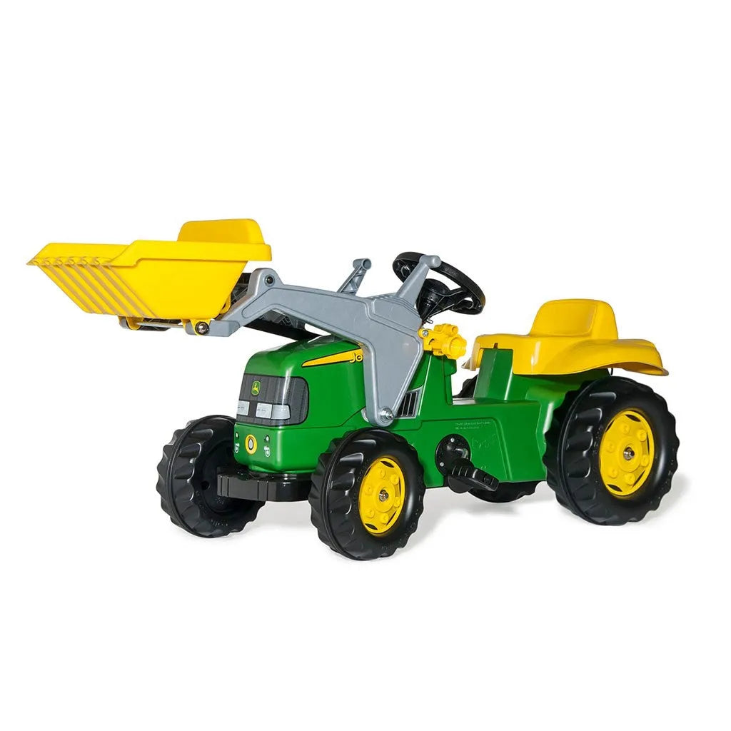 Šliapací Traktor s Nakladačom a Vlečkou Rolly Kid John Deere Zelený - Pedálové Autá - Milly Mally