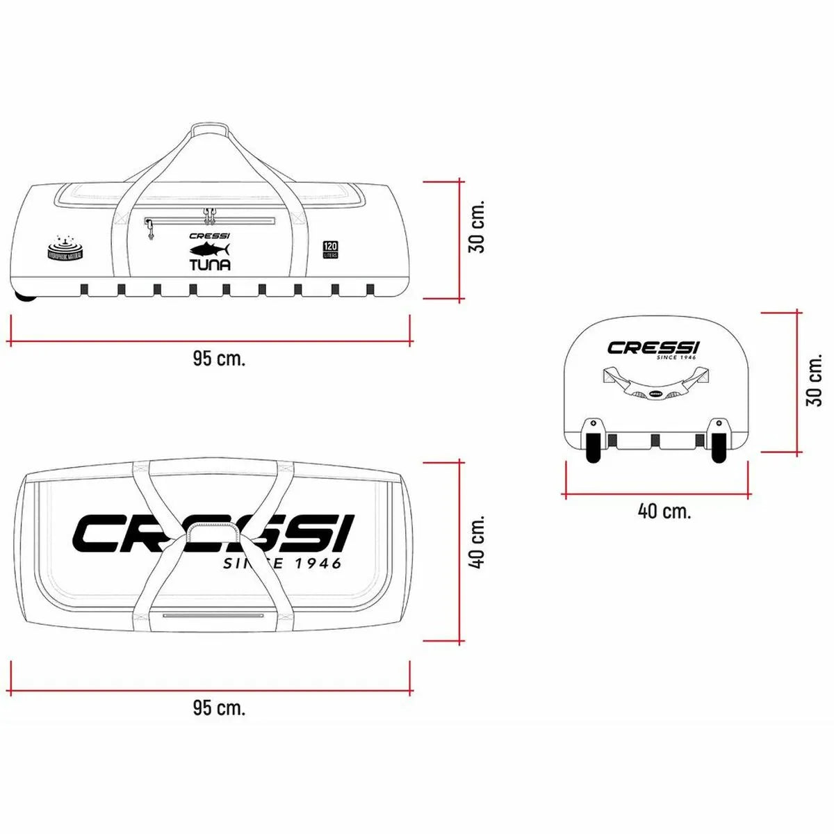 Športová Taška Tuna Roll Cressi-sub Xub976200 120 l - športy a Outdoor Vodné športy