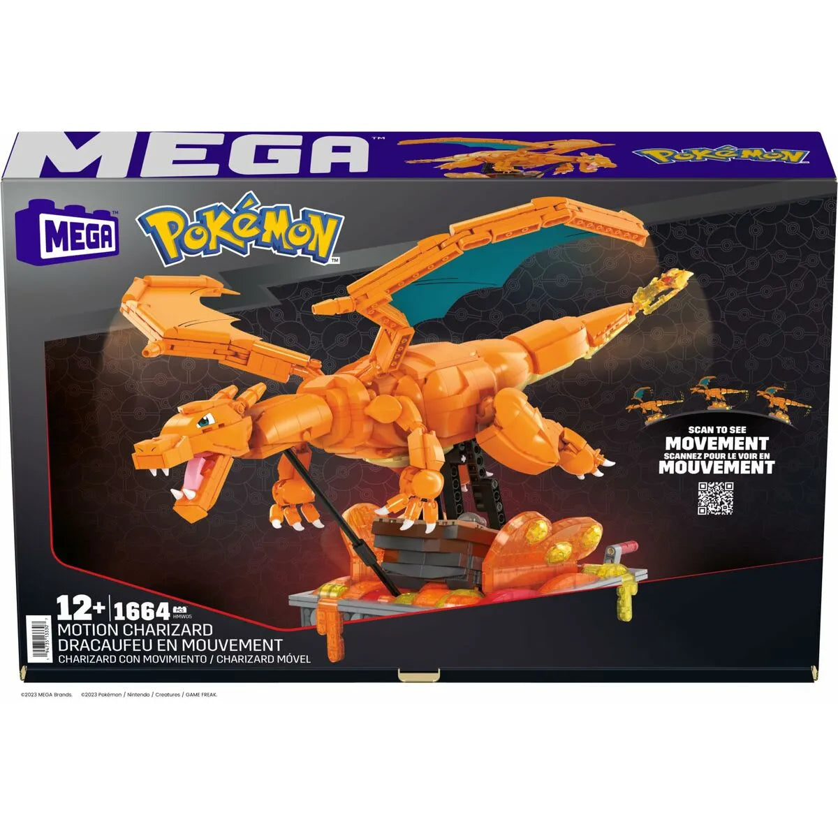 Stavbárska Súprava Pokémon Mega Construx - Motion Charizard 1664 Kusy - Hračky a Hry