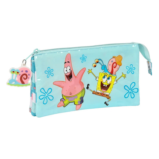 Trojitý Peračník Spongebob Stay Positive Modrá Biela (22 x 12 3 Cm) - Peračníky Trojité